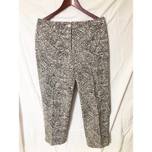 Talbots Crop Pants, Navy Blue Floral Print, Size 10